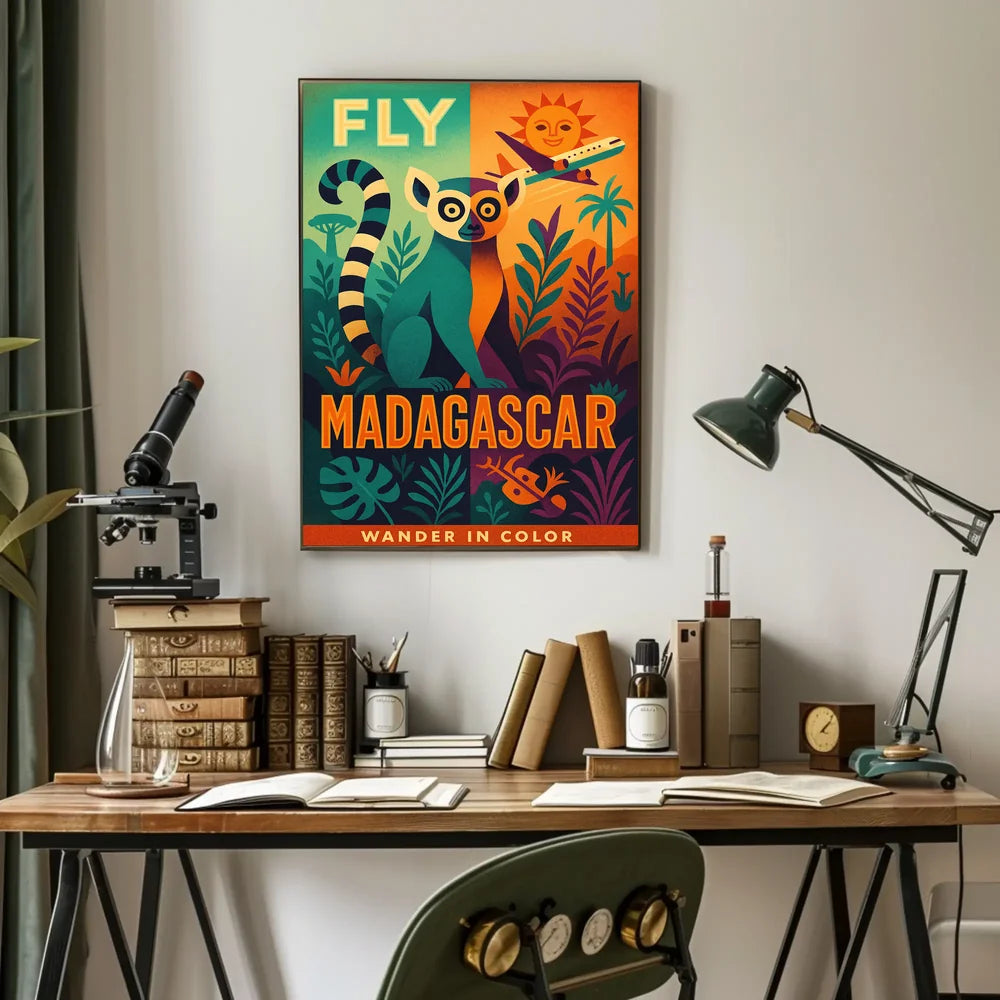 Fly Madagascar Wander in Color Travel Poster PosterGoat