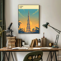 Dubai Skyline at Sunset Poster