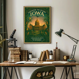 Vintage Iowa Travel Poster: Cultural and Agricultural Richness