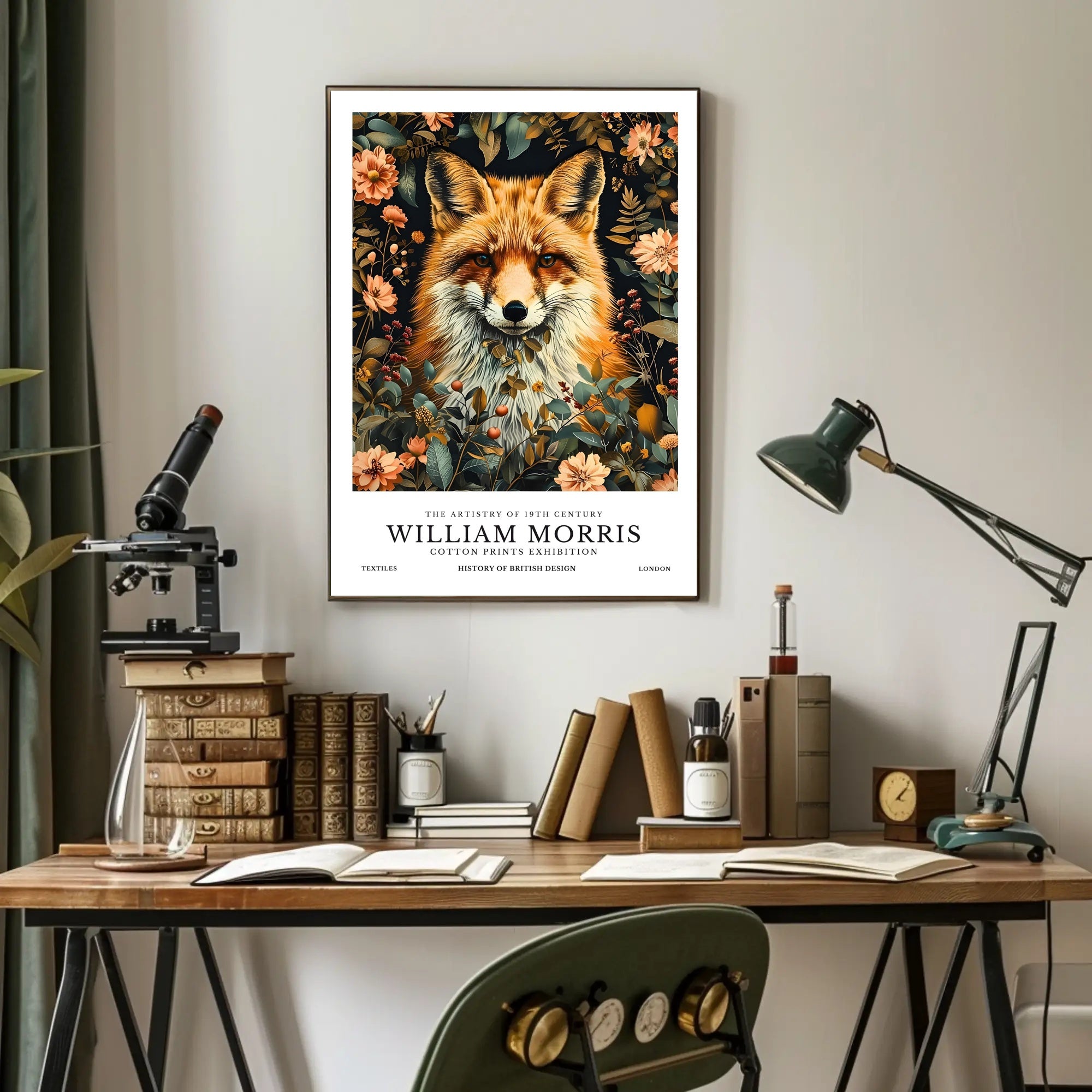Fox in Floral Elegance: Artistic Poster