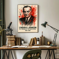 Lyndon B. Johnson Watercolor Presidential Historical or Presidential Poster