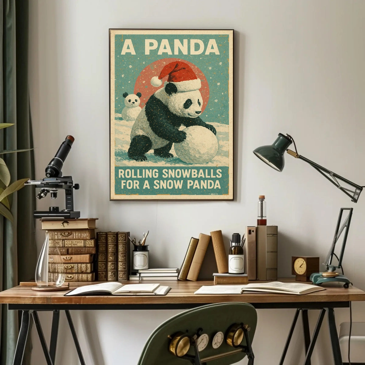 Winter Panda Scene Poster