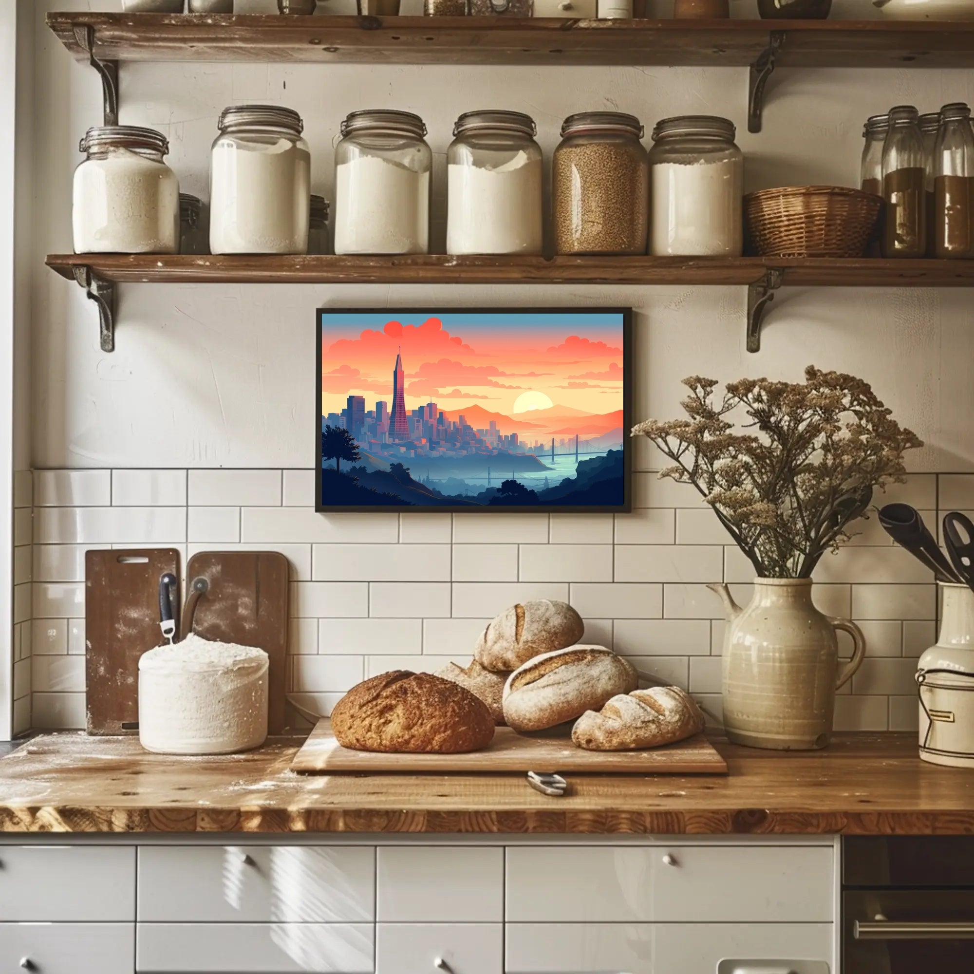 Sunset Over the Cityscape Poster