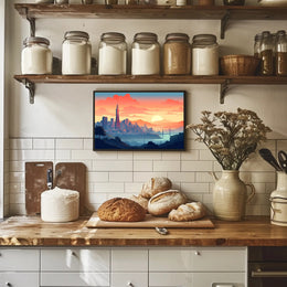 Sunset Over the Cityscape Poster