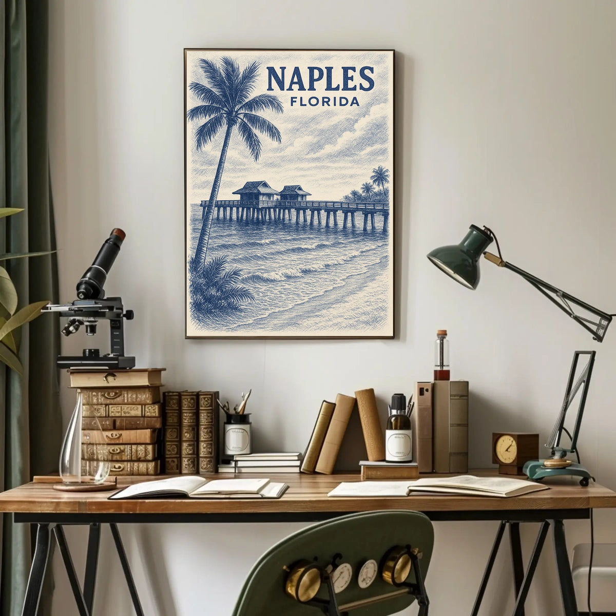 Naples Florida Poster Coastal Wall Art 18x24 Inches