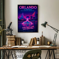 Orlando's Futuristic Neon Dreamscape: Urban Cityscape Poster