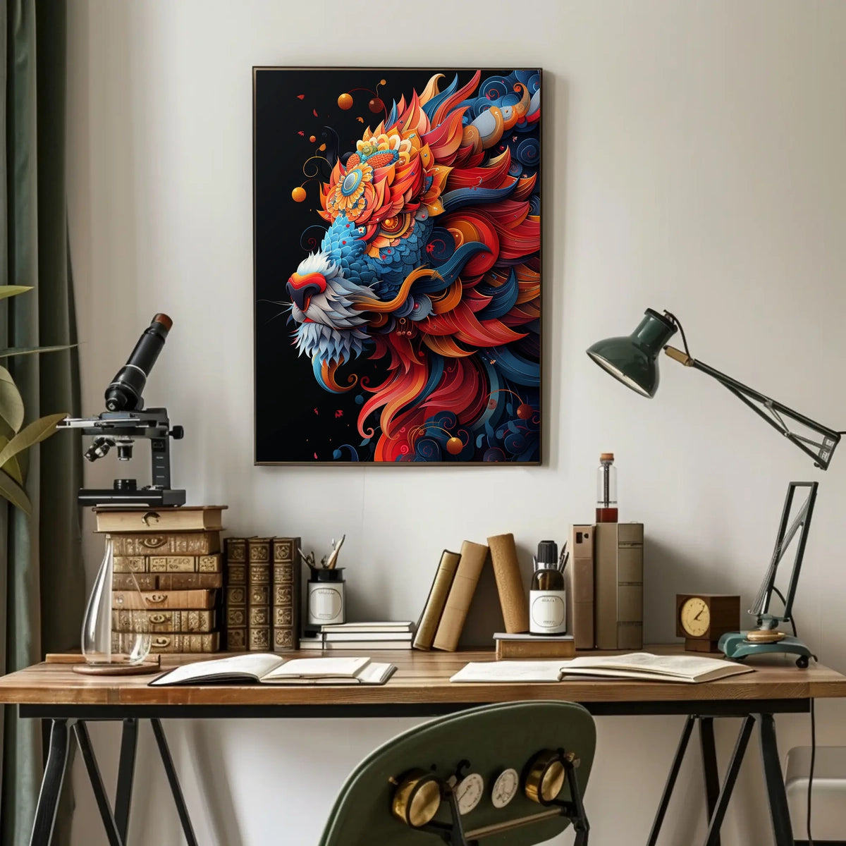 Vibrant Lion Art Poster