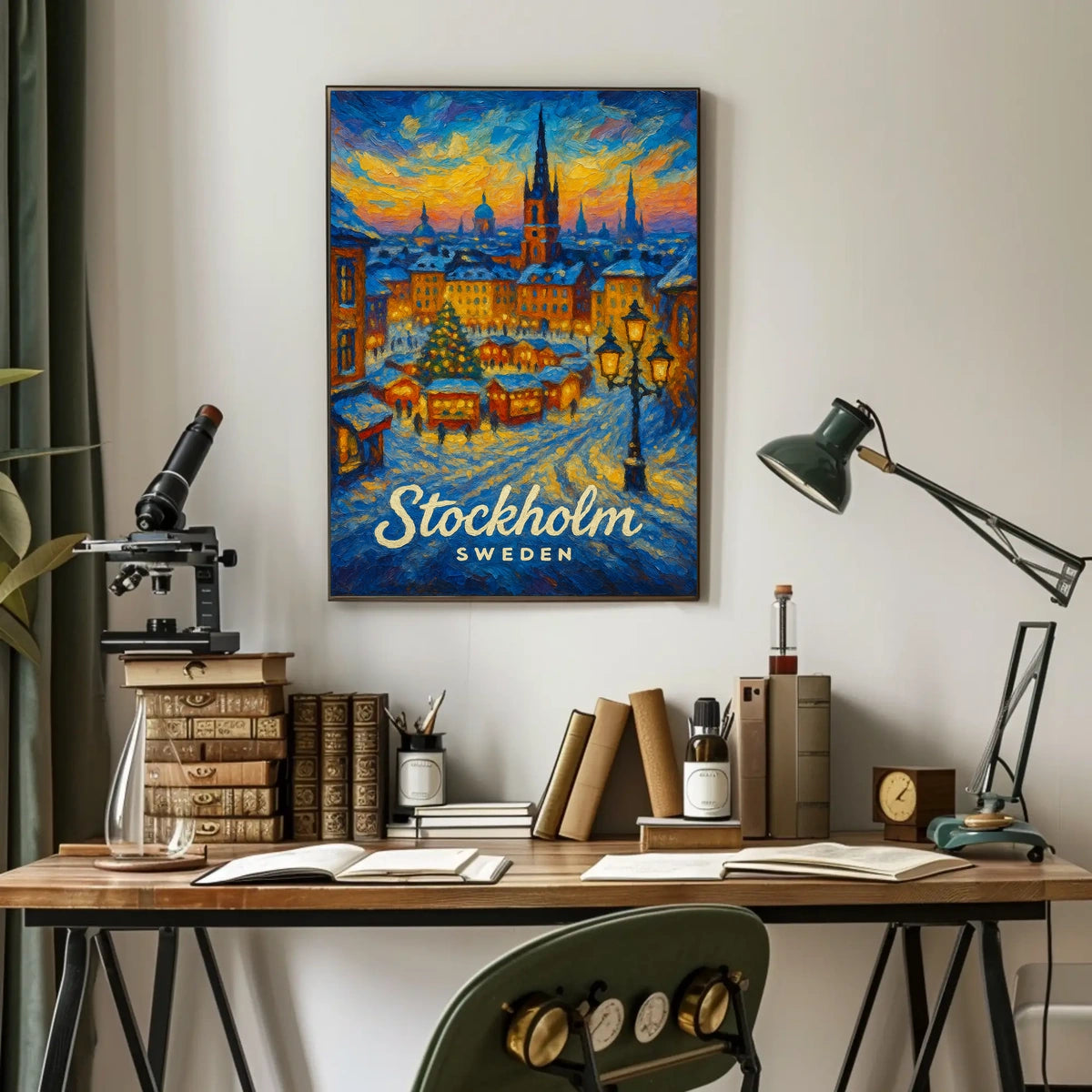 Stockholm Winter Wonderland Cityscape Inspiring Travel Lovers Cozy Scandinavian Art Poster