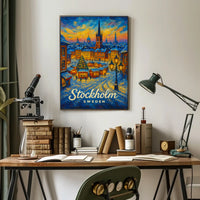Stockholm Winter Wonderland Cityscape Inspiring Travel Lovers Cozy Scandinavian Art Poster