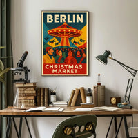 Christmas Carousel at Berlin Market Seasonal Travel Poster