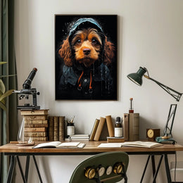 Dog in Raincoat: Heartwarming Photorealistic Poster
