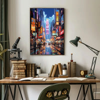 Neon Cityscape At Night Poster