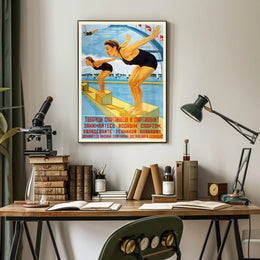 Soviet Union Water Sports Propaganda Vintage Sports Poster