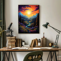 Vibrant Fantasy Landscape Sunrise Sunset National Park Poster