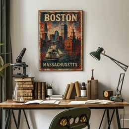 Boston Historic Journey Vintage Poster