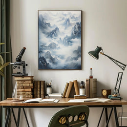 Tranquil Misty Mountains East Asian-Inspired Artistic Poster