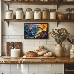 Vibrant Abstract Art Poster with Dynamic Brushstrokes