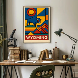 Wyoming A Geometric Tribute Poster