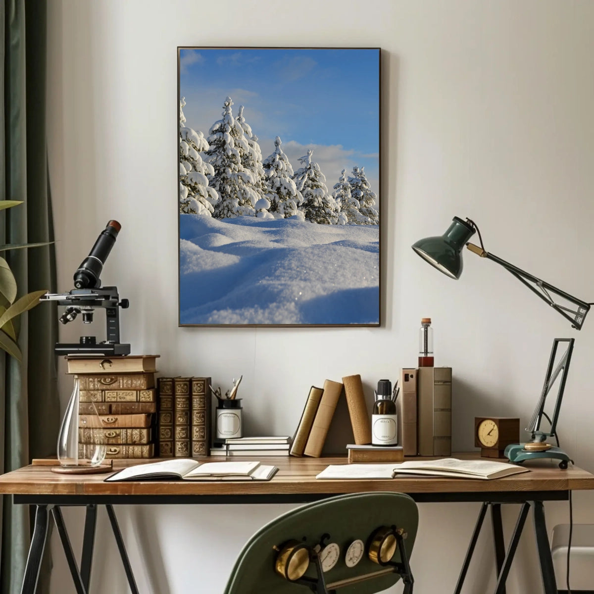 Serene Winter Landscape with Evergreen Trees National Park Poster
