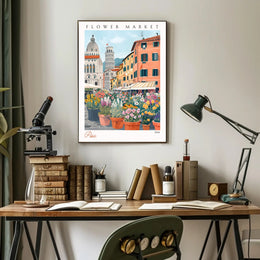 Vibrant Flower Market in Pisa Poster PosterGoat