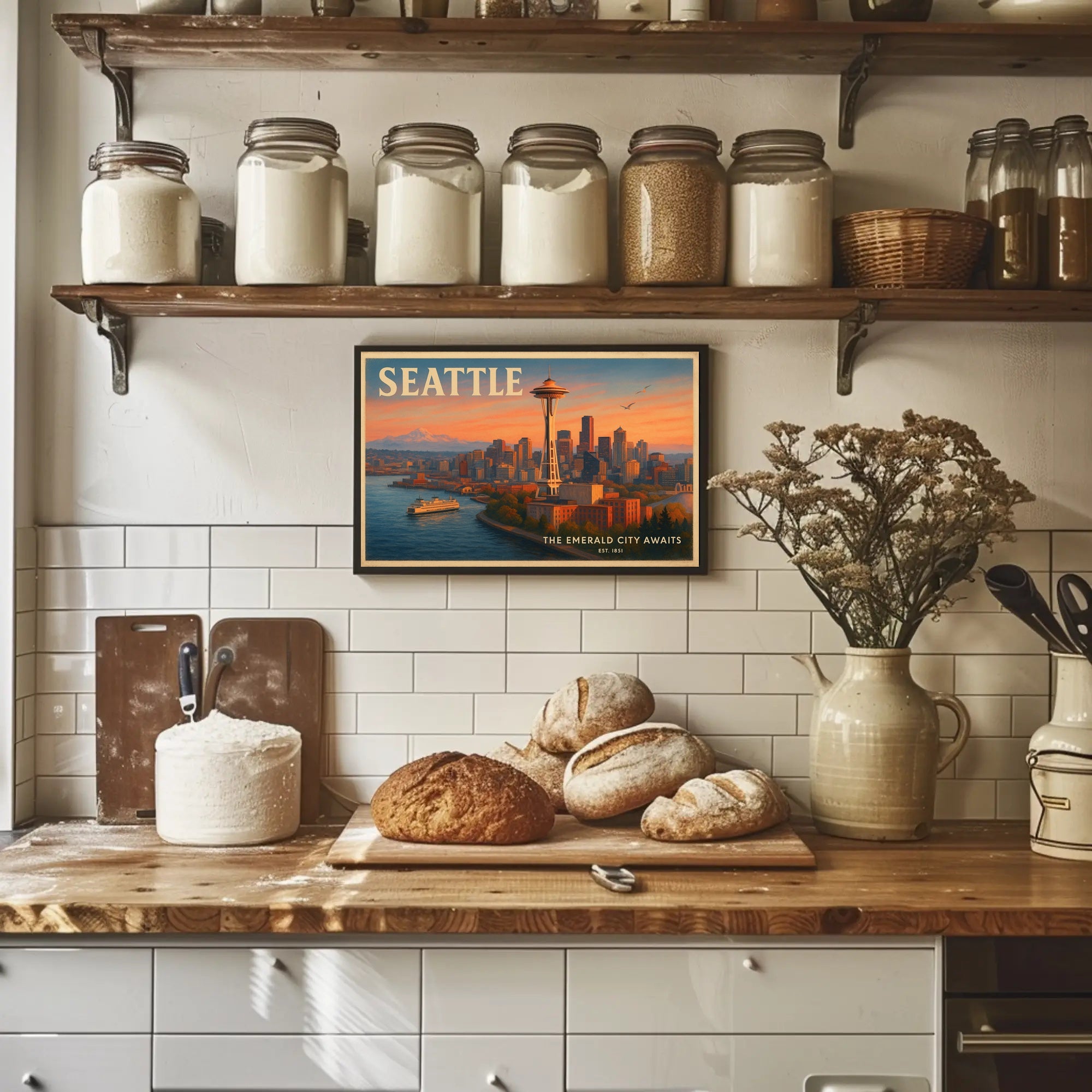 Welcome to Seattle Travel Poster Art Print