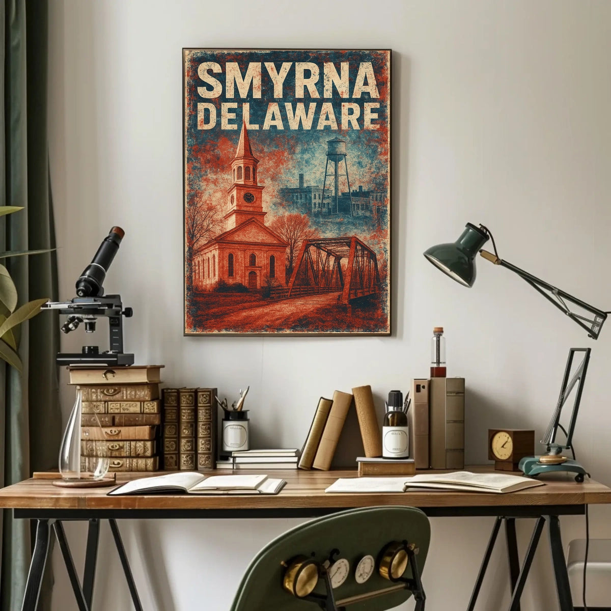 Vintage Smyrna Delaware Americana Charm Folk Art Poster