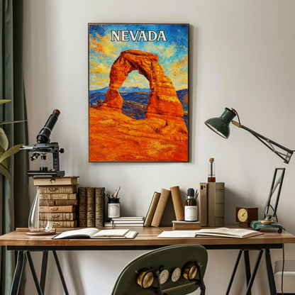 Nevada Desert Arch Red Rock Landscape Poster Poster