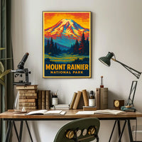 Mount Rainier Wanderer Vintage Travel Poster