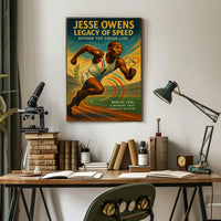 Jesse Owens Triumph 1936 Olympics Vintage Art Poster
