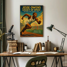 Jesse Owens Triumph 1936 Olympics Vintage Art Poster