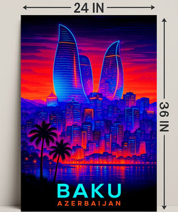 Baku Skyline Azerbaijan Poster PosterGoat