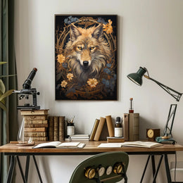 Mystic Wolf Floral Fantasy Animal Poster