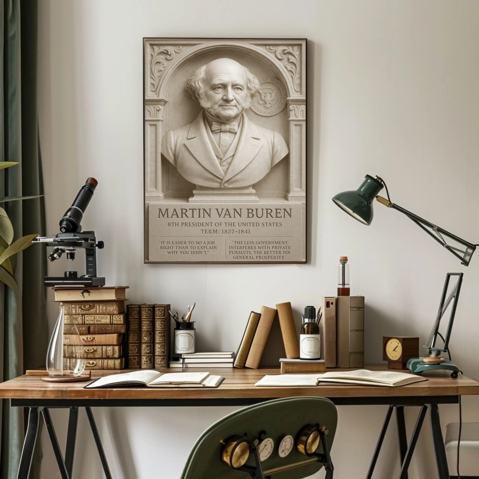 Martin Van Buren Bust Vintage Historical Presidential Poster