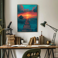 Tropical Sunset Pier: Serene Coastal Escape Poster