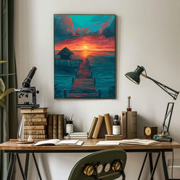 Tropical Sunset Pier: Serene Coastal Escape Poster