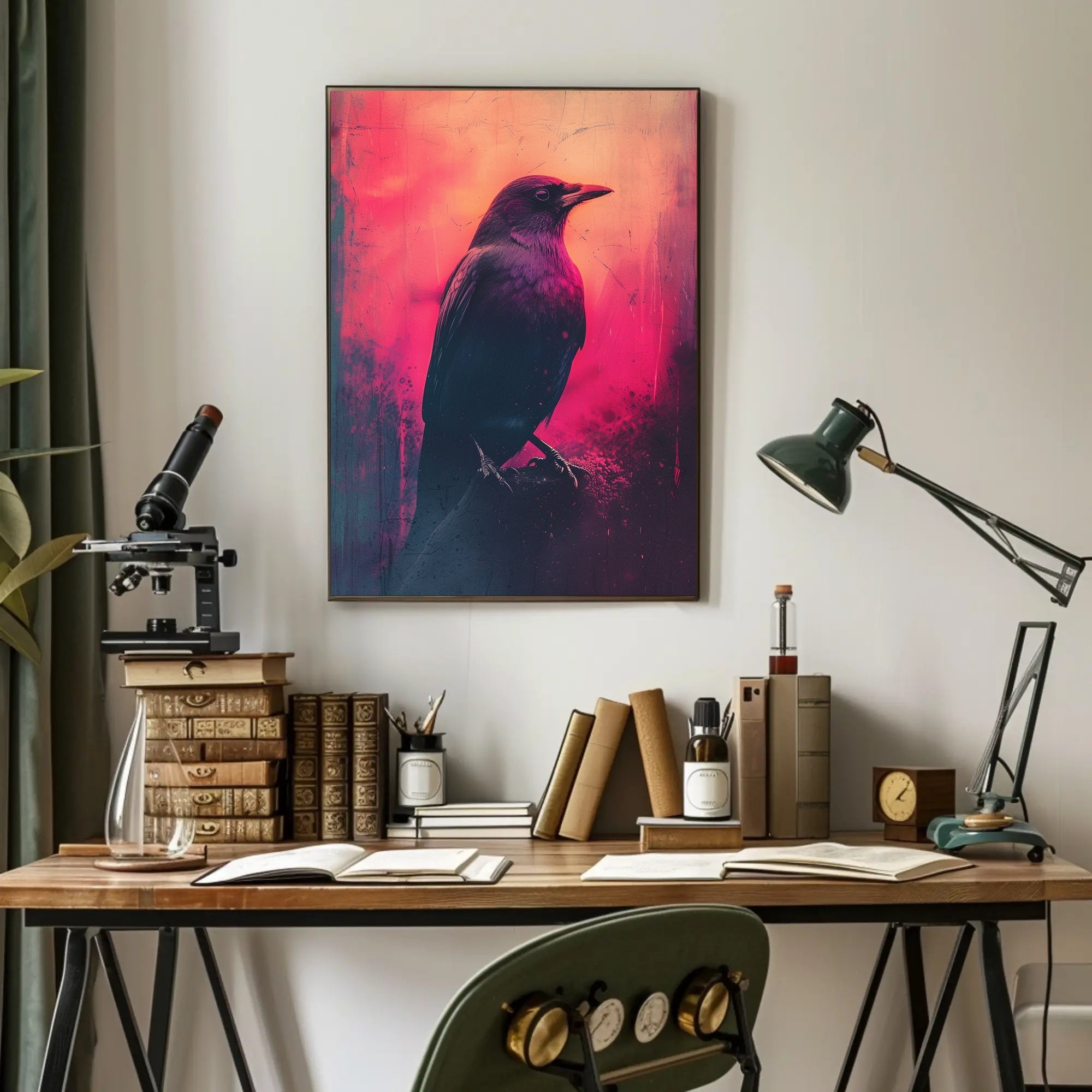 Vivid Crow Portrait Art Print Wall Decor for Home and Office PosterGoat