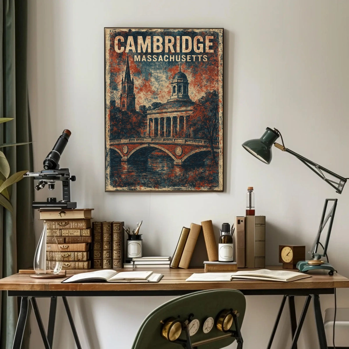 Cambridge Cityscape Travel Realism Collectible Poster
