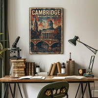 Cambridge Cityscape Travel Realism Collectible Poster