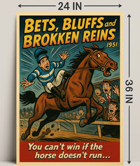 Dramatic Horse Race Scene Mid-Century Sports Poster