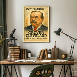 Grover Cleveland 22nd President of the United States Exaggerated Cartoon Sketch Poster
