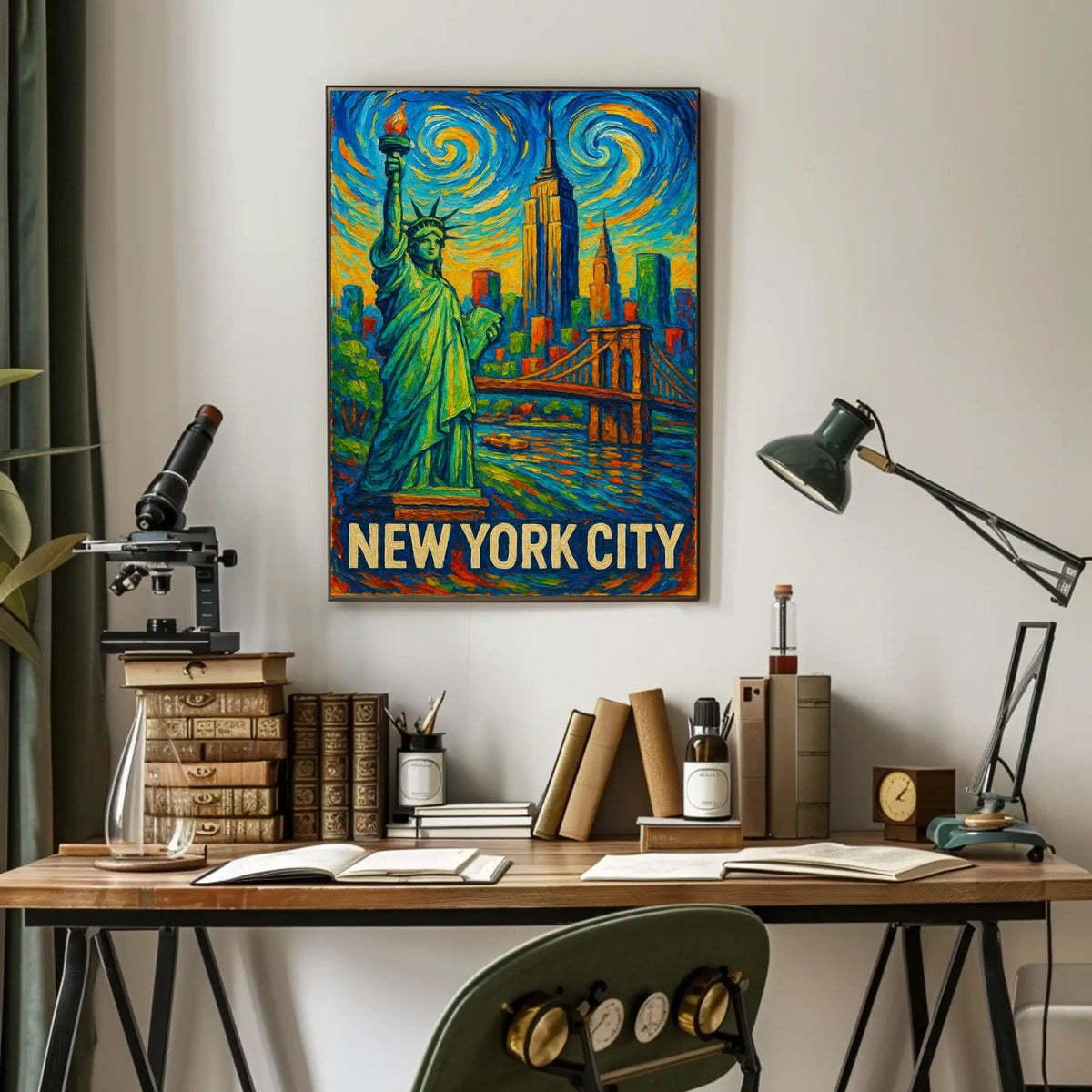 New York City Vibrant Impressionist Poster Vintage Wall Art
