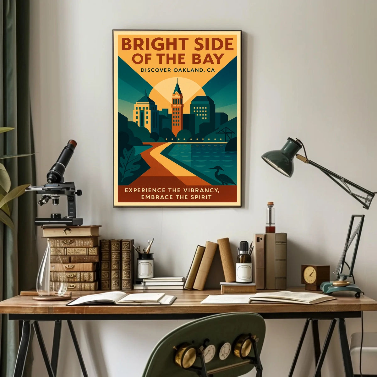 Oakland Cityscape Modern Vintage Travel Poster Art