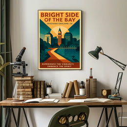 Oakland Cityscape Modern Vintage Travel Poster Art
