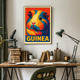 Vibrant Guinea Pig Portrait Poster