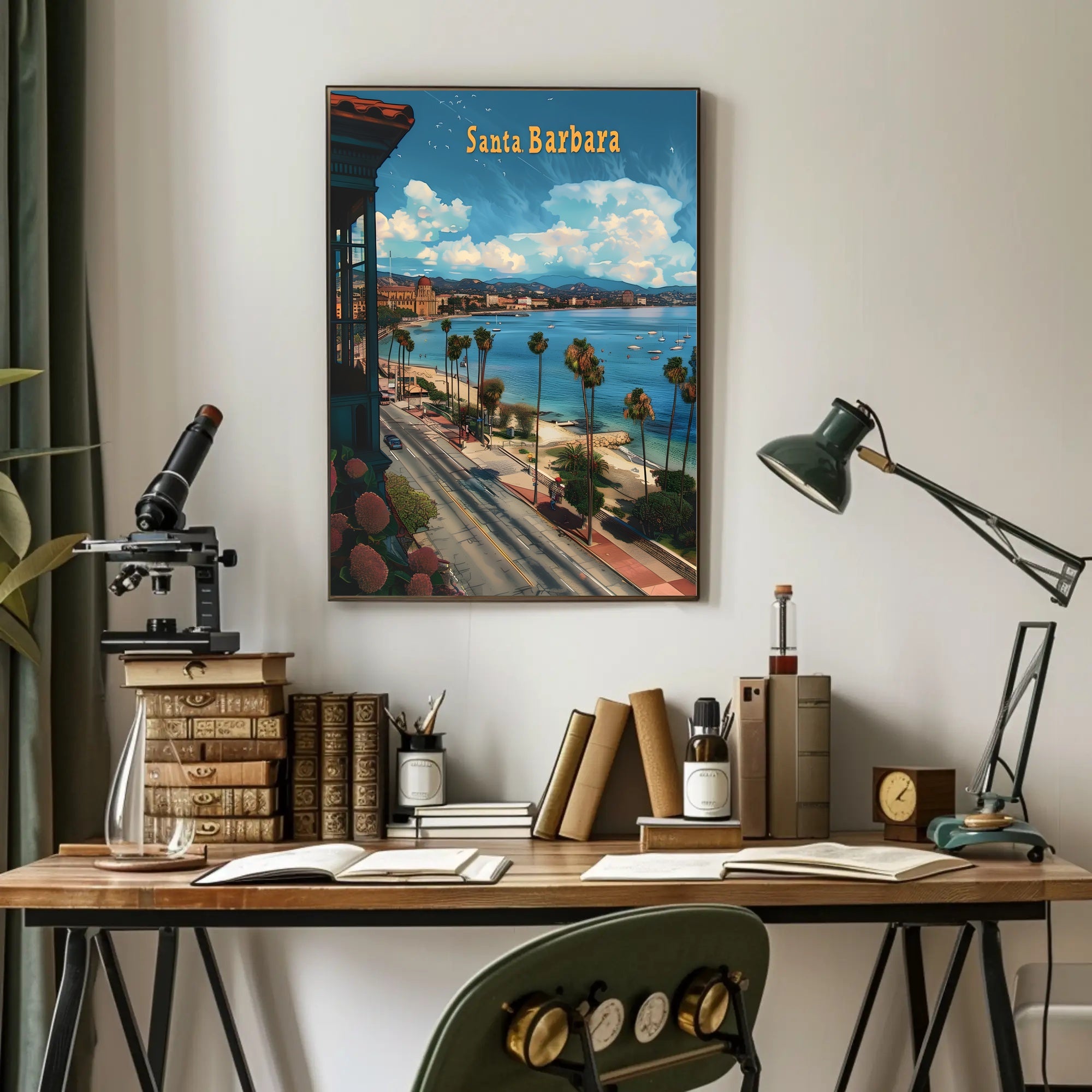 Santa Barbara Sunlit Coastal Travel Poster