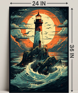 Lighthouse At Sea Poster PosterGoat