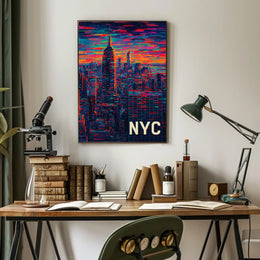 New York City Skyline Artwork Poster Modern Wall Art