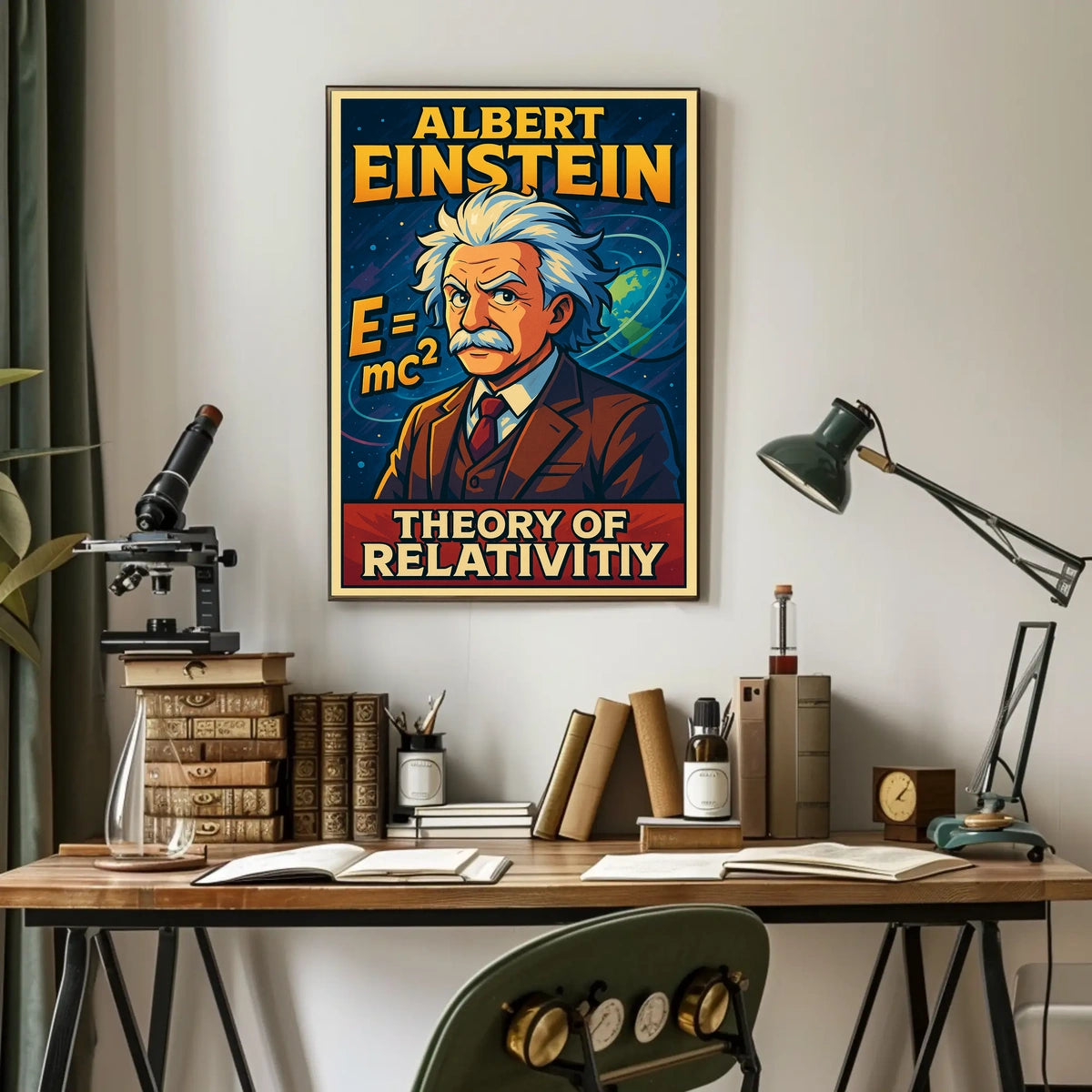 Einstein Relativity Scenic Wanderlust Poster