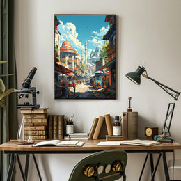 Charming Mediterranean Old Town Scene Travel Poster