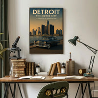 Detroit The Motor City Vintage Poster PosterGoat